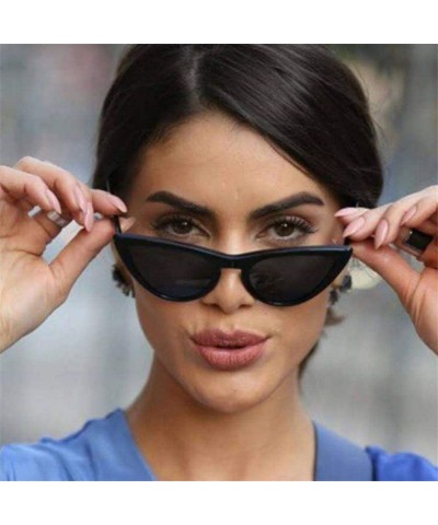 Aviator Women Cat Eye Sunglasses Fashion 2019 Luxury Brand Sun Glasses Blue As Picture - Black - CG18YZTLS2E $9.54