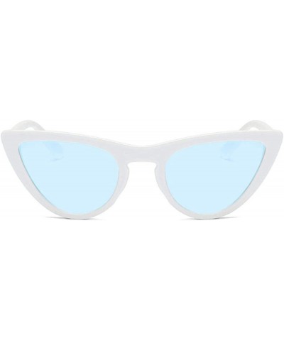 Aviator Women Cat Eye Sunglasses Fashion 2019 Luxury Brand Sun Glasses Blue As Picture - Black - CG18YZTLS2E $17.41