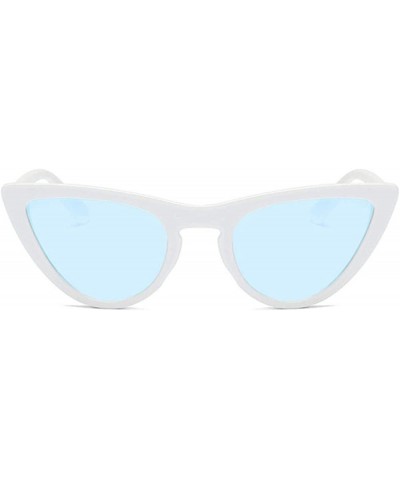 Aviator Women Cat Eye Sunglasses Fashion 2019 Luxury Brand Sun Glasses Blue As Picture - Black - CG18YZTLS2E $9.54