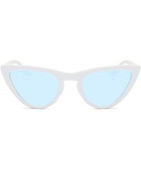 Aviator Women Cat Eye Sunglasses Fashion 2019 Luxury Brand Sun Glasses Blue As Picture - Black - CG18YZTLS2E $9.54