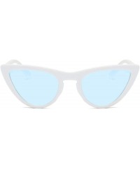 Aviator Women Cat Eye Sunglasses Fashion 2019 Luxury Brand Sun Glasses Blue As Picture - Black - CG18YZTLS2E $9.54