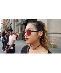 Round Steampunk Fashion Sunglasses NYC - Black & Clear Red - CH185XIXH78 $32.56