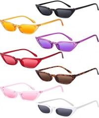Semi-rimless Retro Small Cat Eye Sunglasses Vintage Square Shade Women Cute Skinny Cat Eye Eyewear (7 Pairs) - C418NON3INT $3...