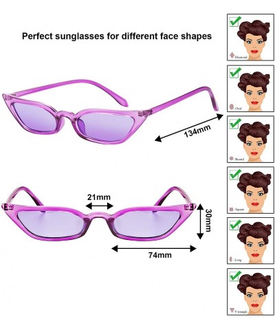 Semi-rimless Retro Small Cat Eye Sunglasses Vintage Square Shade Women Cute Skinny Cat Eye Eyewear (7 Pairs) - C418NON3INT $3...