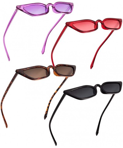 Semi-rimless Retro Small Cat Eye Sunglasses Vintage Square Shade Women Cute Skinny Cat Eye Eyewear (7 Pairs) - C418NON3INT $3...