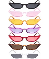 Semi-rimless Retro Small Cat Eye Sunglasses Vintage Square Shade Women Cute Skinny Cat Eye Eyewear (7 Pairs) - C418NON3INT $3...