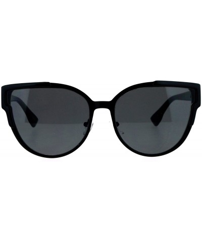 Wayfarer Flat Lens Mod Minimal Metal Horn Rim Retro Sunglasses - All Black - C712KOH55RX $24.37
