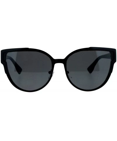 Wayfarer Flat Lens Mod Minimal Metal Horn Rim Retro Sunglasses - All Black - C712KOH55RX $24.05
