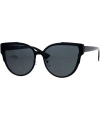 Wayfarer Flat Lens Mod Minimal Metal Horn Rim Retro Sunglasses - All Black - C712KOH55RX $24.37