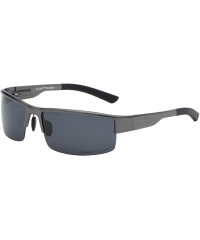 Wrap Polarized Aircraft Aluminum Driving Wrap Around Sunglasses For Men - Gun Metal - Polarized Smoke - CI18HWQQAD3 $59.97