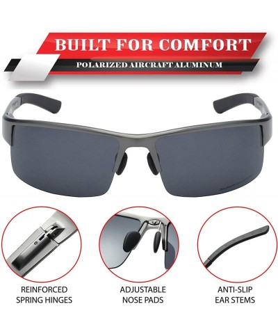 Wrap Polarized Aircraft Aluminum Driving Wrap Around Sunglasses For Men - Gun Metal - Polarized Smoke - CI18HWQQAD3 $28.26