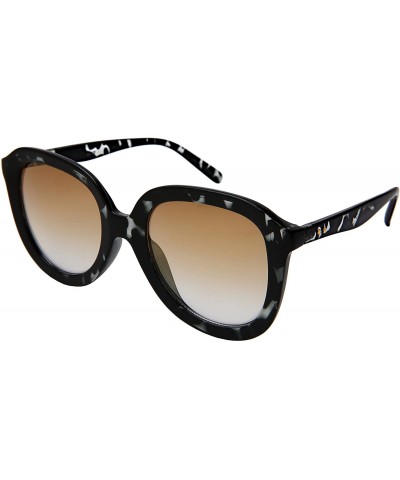 Square Classic Women Square Plastic Sunglasses w/Tinted Lens 34122P-KGM - Black Tortoise Frame/Brown Gradient Lens - C418C4QS...