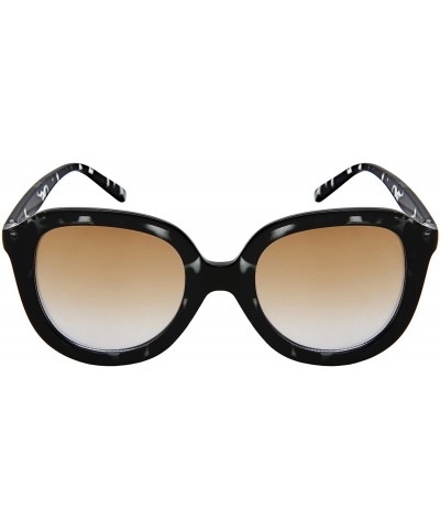 Square Classic Women Square Plastic Sunglasses w/Tinted Lens 34122P-KGM - Black Tortoise Frame/Brown Gradient Lens - C418C4QS...