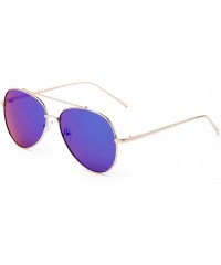 Aviator "Sweet Night" Pilot Style Comfortable Fashion Sunglasses - Gold/Blue - CA12M436HYF $9.98