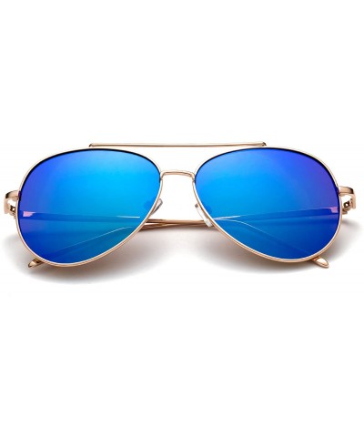 Aviator "Sweet Night" Pilot Style Comfortable Fashion Sunglasses - Gold/Blue - CA12M436HYF $9.98