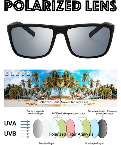 Rectangular Polarized Sunglasses for Driving Fishing Mens Sunglasses Rectangular Vintage Sun Glasses For Men Women - CO18UYSO...