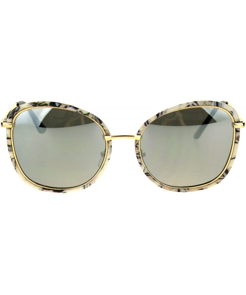 Butterfly Womens Retro Double Rim Designer Fashion Butterfly Sunglasses - White Marble Mirror - CY184QNR2R0 $25.67