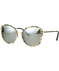 Butterfly Womens Retro Double Rim Designer Fashion Butterfly Sunglasses - White Marble Mirror - CY184QNR2R0 $13.01