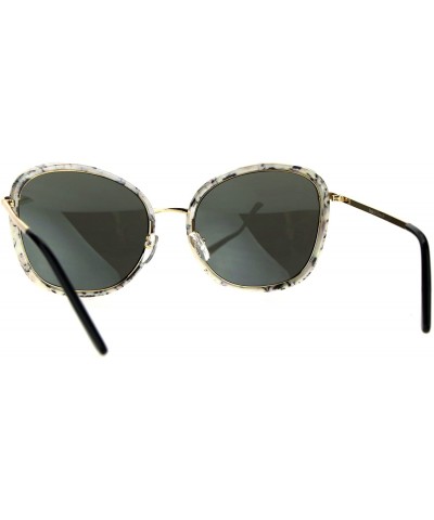Butterfly Womens Retro Double Rim Designer Fashion Butterfly Sunglasses - White Marble Mirror - CY184QNR2R0 $25.67