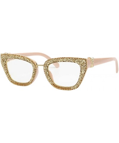 Square Fashion Punk Sunglasses for Women Men - Square Glasses Matel Frame UV400 Protection - Clear-gold - CR18A5TQWWL $30.11