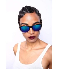 Oval New Vintage Horned Rim Sunglasses - Blue - CM12E0DXRZJ $23.22