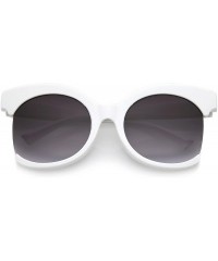 Cat Eye Women's Oversize Semi Rimless Frame Neutral Colored Lens Cat Eye Sunglasses 59mm - White / Lavender - CO17YHQXSKX $18.57
