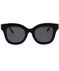Cat Eye Thick Horn Rim Flat Lens Cat Eye Womens Retro Sunglasses - All Black - CW12NREVKAT $18.83