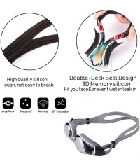 Goggle Anti-Fog Swim Goggles Adjustable Triathlon Swimming Goggles Pool Goggles - Silver - CL18SQGDOUX $26.05