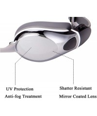 Goggle Anti-Fog Swim Goggles Adjustable Triathlon Swimming Goggles Pool Goggles - Silver - CL18SQGDOUX $26.05