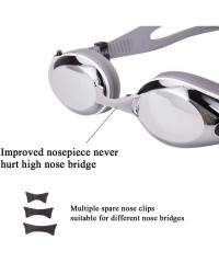 Goggle Anti-Fog Swim Goggles Adjustable Triathlon Swimming Goggles Pool Goggles - Silver - CL18SQGDOUX $13.92