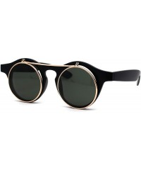 Round Retro Round Circle Lens Flip Up Hipster Keyhole Sunglasses - Matte Black Gold Green - C8196ICG8W5 $10.12
