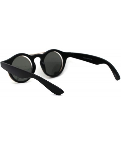 Round Retro Round Circle Lens Flip Up Hipster Keyhole Sunglasses - Matte Black Gold Green - C8196ICG8W5 $10.12
