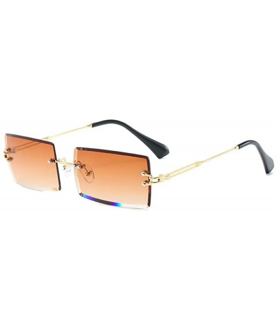 Rimless Rimless Sunglasses Summer Rectangular glasses - Brown - CJ18UCSI96R $10.98
