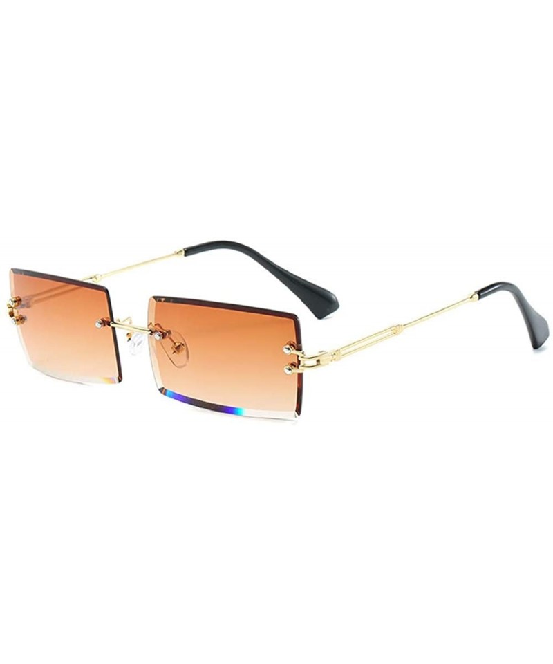 Rimless Rimless Sunglasses Summer Rectangular glasses - Brown - CJ18UCSI96R $22.27