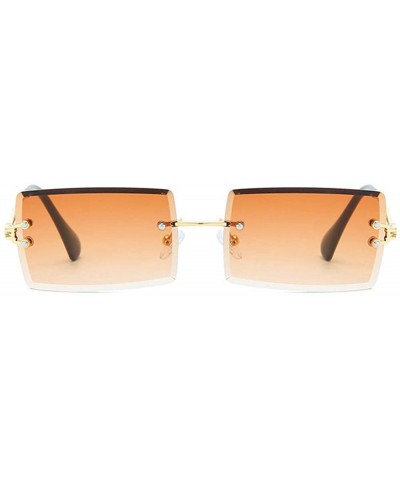 Rimless Rimless Sunglasses Summer Rectangular glasses - Brown - CJ18UCSI96R $22.58