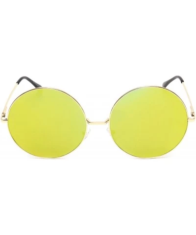 Oversized Oversized Huge Sunglasses Big Round Circle Flat Mirror Lens Gold Metal Frame - Gold - C118EYD62LM $11.65
