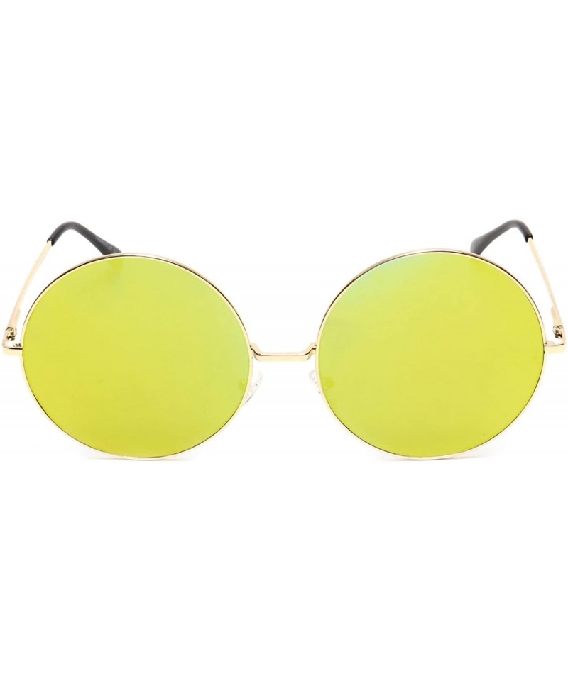 Oversized Oversized Huge Sunglasses Big Round Circle Flat Mirror Lens Gold Metal Frame - Gold - C118EYD62LM $11.65