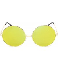 Oversized Oversized Huge Sunglasses Big Round Circle Flat Mirror Lens Gold Metal Frame - Gold - C118EYD62LM $22.14