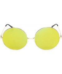 Oversized Oversized Huge Sunglasses Big Round Circle Flat Mirror Lens Gold Metal Frame - Gold - C118EYD62LM $11.65