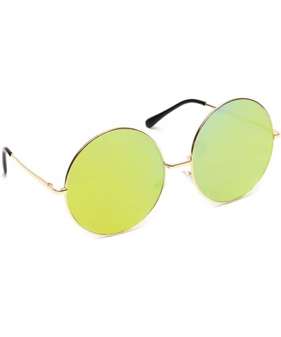 Oversized Oversized Huge Sunglasses Big Round Circle Flat Mirror Lens Gold Metal Frame - Gold - C118EYD62LM $11.65