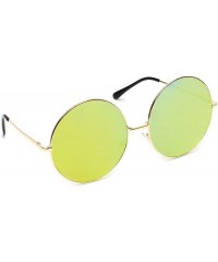 Oversized Oversized Huge Sunglasses Big Round Circle Flat Mirror Lens Gold Metal Frame - Gold - C118EYD62LM $22.14
