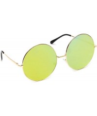 Oversized Oversized Huge Sunglasses Big Round Circle Flat Mirror Lens Gold Metal Frame - Gold - C118EYD62LM $11.65