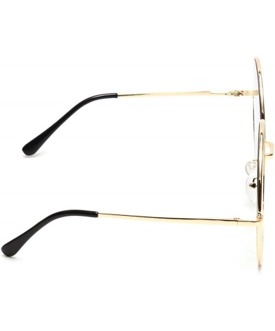 Oversized Oversized Huge Sunglasses Big Round Circle Flat Mirror Lens Gold Metal Frame - Gold - C118EYD62LM $11.65