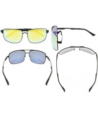 Rectangular Polycarbonate Polarized Sunglasses Men - Black/Gold Mirror - CL186L9E33Q $54.01