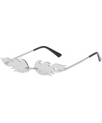 Rimless Fashion Men Women Irregular Shape Sunglasses Glasses Vintage Retro Style - B - CK193XILAT7 $9.61