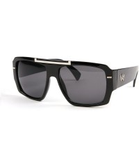 Square Luxury Square Flat Top Retro Celebrity Inspired Fashion Sunglasses P2136 - Black-smoke Lens - CX11JQQFKER $38.00