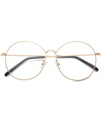 Square Men's and Women's Retro Metal Eyeglass Frame Round Optical Glasses - Rose Gold - C518ND4U8Z2 $20.09