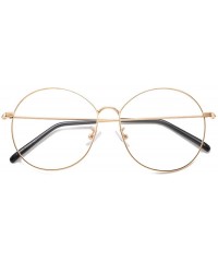 Square Men's and Women's Retro Metal Eyeglass Frame Round Optical Glasses - Rose Gold - C518ND4U8Z2 $13.05