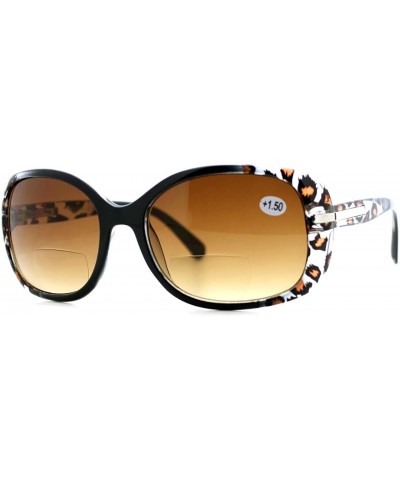 Oval Womens Fashion Bifocal Lens Sunglasses Oval Rectangular Frame UV 400 - Black Brown - CA12EZJOBZ3 $20.15