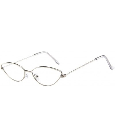 Oval Cat Eye Sunglasses for Women Men Vintage Oval Small Frame Sun Glasses Eyewear (D) - D - C21902TKEK2 $17.82